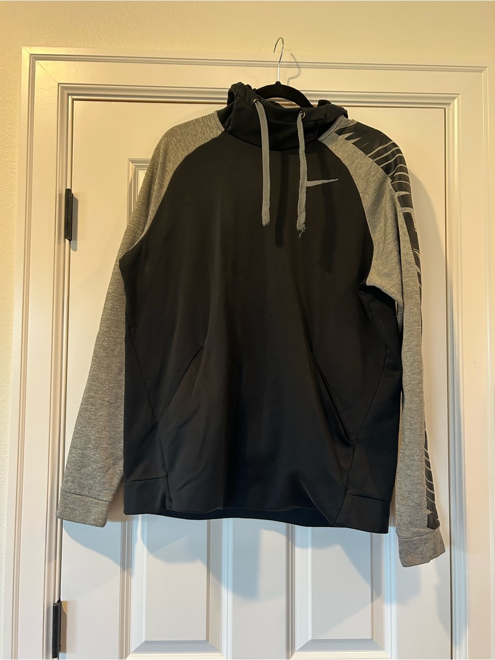 Nike Black and Gray Performance Hoodie with Swoosh Sleeve Detail